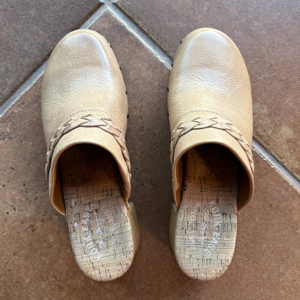 Kork-Ease Tilly Tan Leather Retro Style Platform Clog w Brass Stud Detail size 8 - Picture 6 of 15